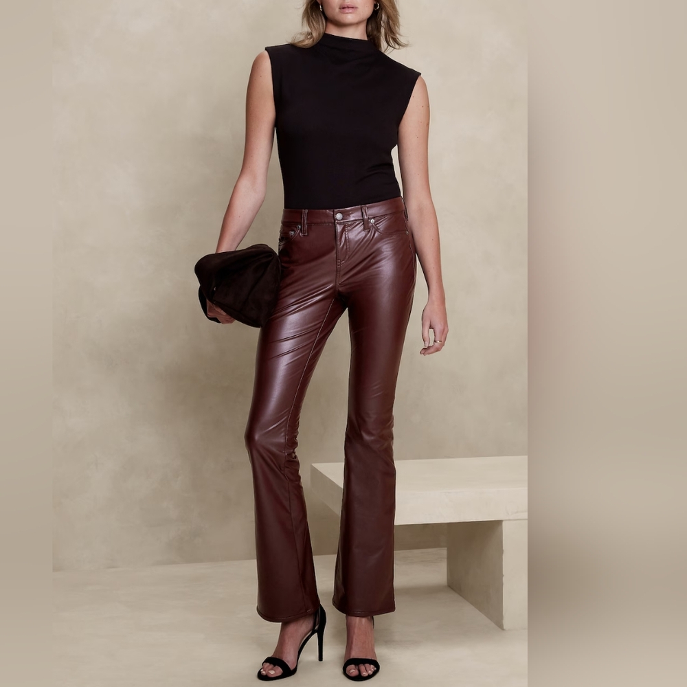NWT BANANA REPUBLIC | Vegan Leather Bootcut Pants - Picture 1 of 5